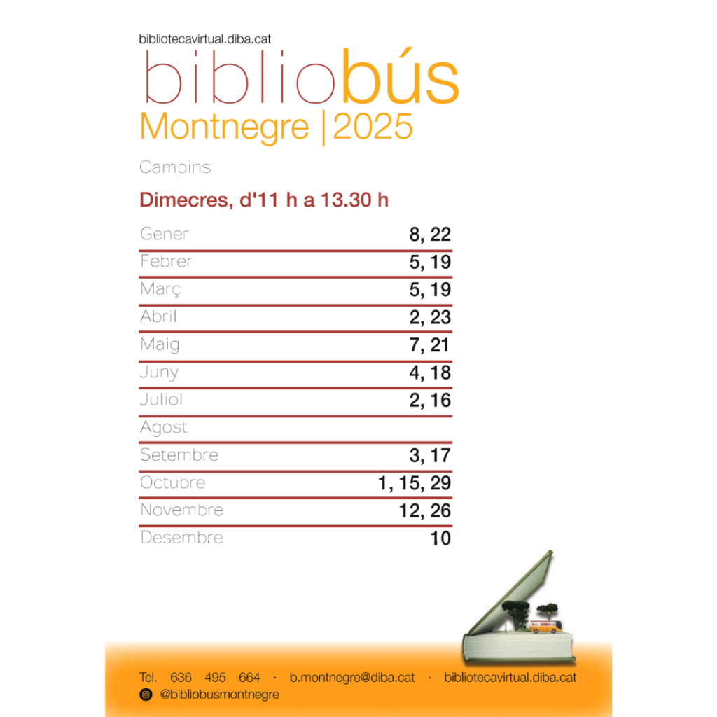 CALENDARI I HORARI BIBLIOBÚS 2025